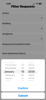 Date picker filter.